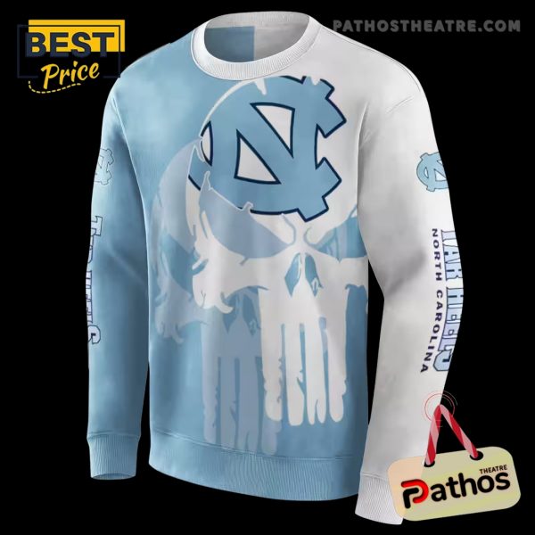 North Carolina Tar Heels Graphic Punisher Light Blue White Hoodie