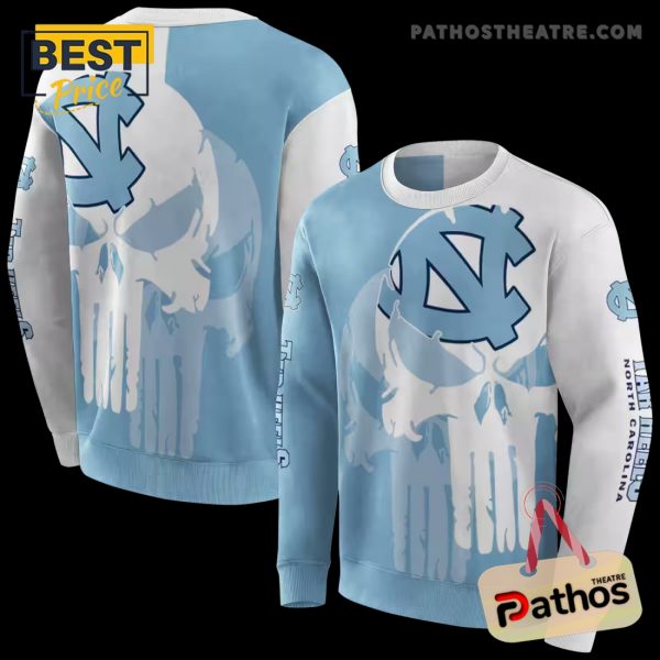 North Carolina Tar Heels Graphic Punisher Light Blue White Hoodie