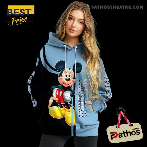 North Carolina Tar Heels Mickey Mouse Light Blue Black Hoodie