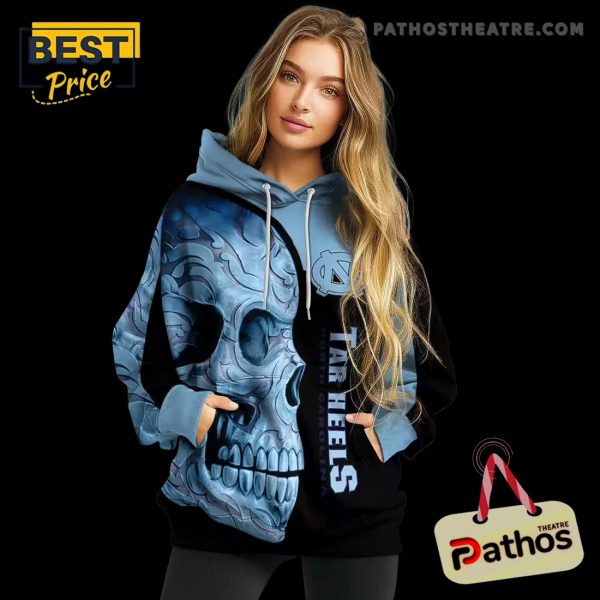 North Carolina Tar Heels Skull Motif Light Blue Black Hoodie