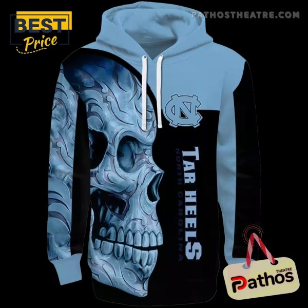 North Carolina Tar Heels Skull Motif Light Blue Black Hoodie