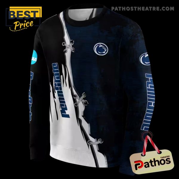 Penn State Nittany Lions Ripped Pattern Blue Black White Hoodie