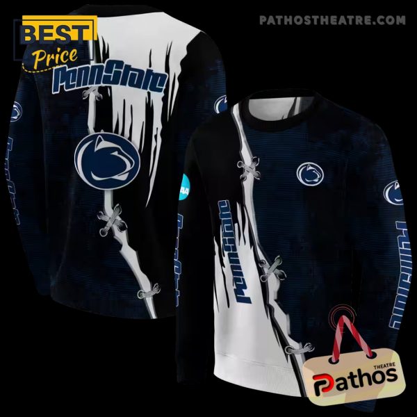 Penn State Nittany Lions Ripped Pattern Blue Black White Hoodie