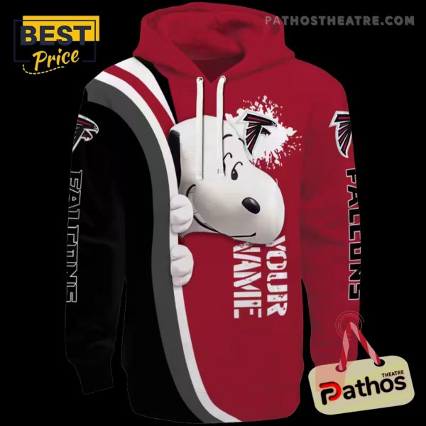 Personalized Atlanta Falcons Peeking Snoopy Red Hoodie