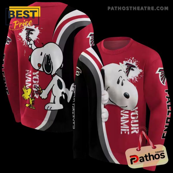 Personalized Atlanta Falcons Peeking Snoopy Red Hoodie