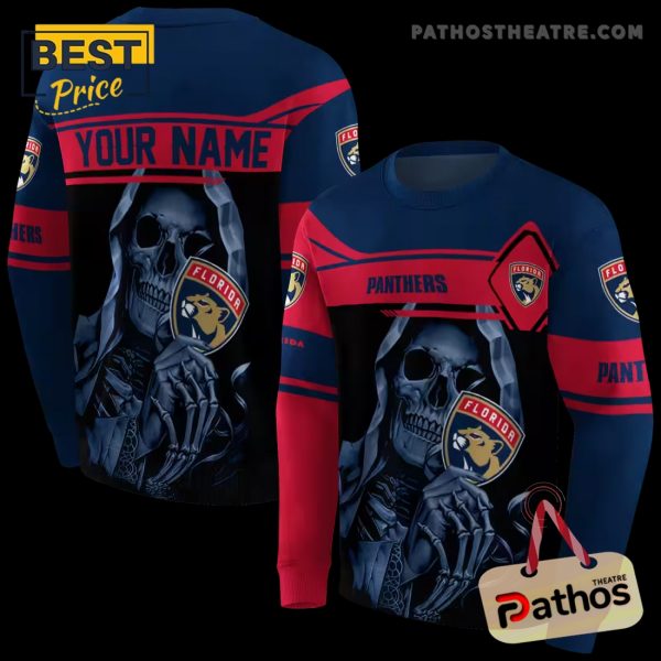 Personalized Florida Panthers Grim Reaper Red Black Hoodie