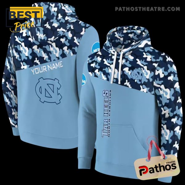 Personalized North Carolina Tar Heels Camo Pattern Light Blue Hoodie