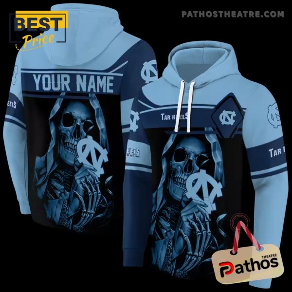 Personalized North Carolina Tar Heels Grim Reaper Light Blue Black Hoodie