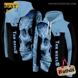 North Carolina Tar Heels Skull Motif Light Blue Black Hoodie