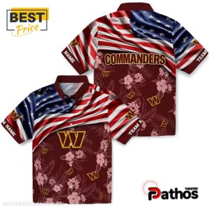 washington commanders us flag hibiscus burgundy hawaiian shirt 3 wgkkK