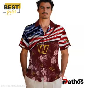 washington commanders us flag hibiscus burgundy hawaiian shirt 2 dYWWC