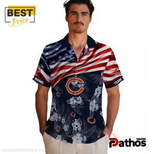 custom chicago bears us flag hibiscus hawaiian shirt 2 0CNF5