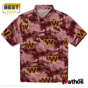 Washington Commanders Coastal Palms Burgundy Hawaiian Shirt