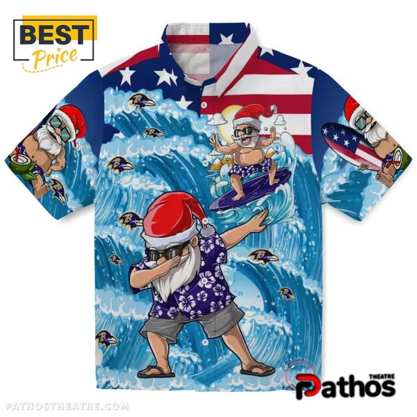 Baltimore Ravens Surfing Santa Hawaiian Shirt