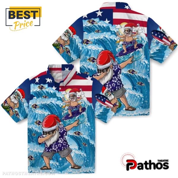 Baltimore Ravens Surfing Santa Hawaiian Shirt