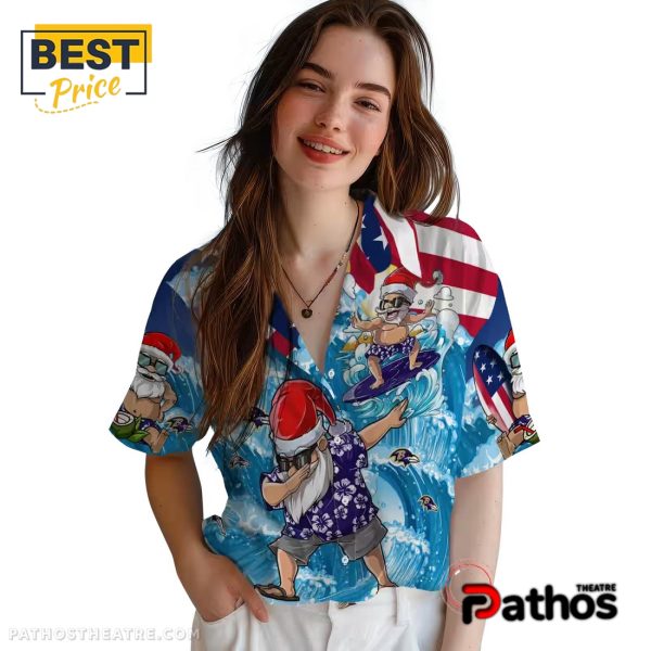 Baltimore Ravens Surfing Santa Hawaiian Shirt