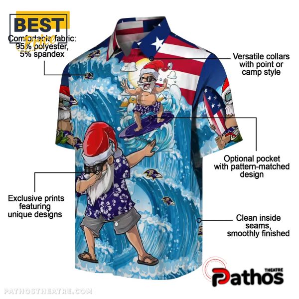Baltimore Ravens Surfing Santa Hawaiian Shirt