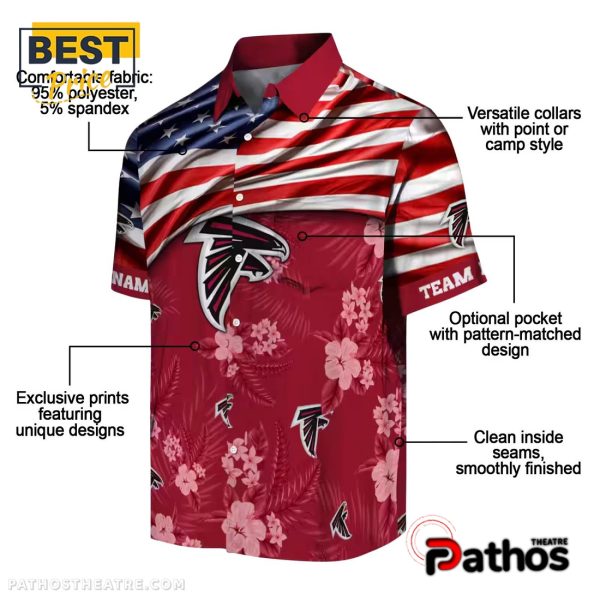 Custom Atlanta Falcons US Flag Hibiscus Hawaiian Shirt