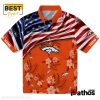 Custom Denver Broncos US Flag Hibiscus Hawaiian Shirt