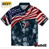 Custom Houston Texans US Flag Hibiscus Hawaiian Shirt