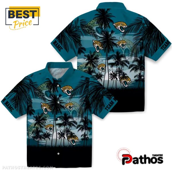 Custom Jacksonville Jaguars Sunset Scene Teal Hawaiian Shirt