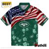 Custom New York Jets US Flag Hibiscus Hawaiian Shirt