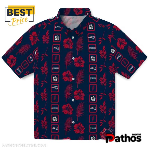 New England Patriots Framed Floral Hawaiian Shirt