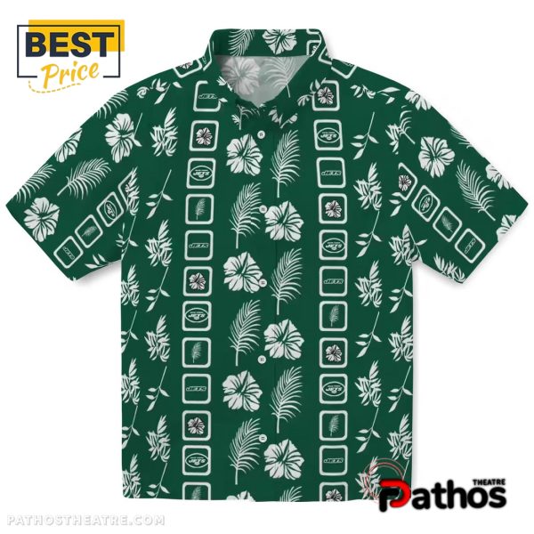 New York Jets Framed Floral Hawaiian Shirt