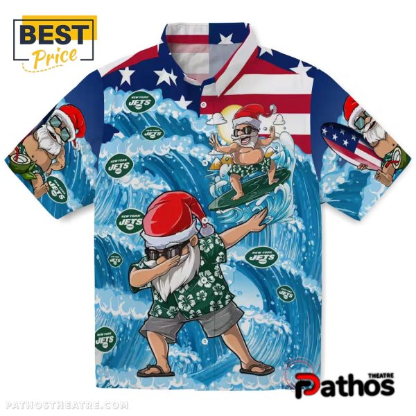 New York Jets Surfing Santa Hawaiian Shirt
