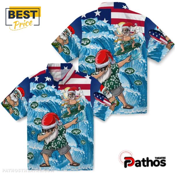 New York Jets Surfing Santa Hawaiian Shirt