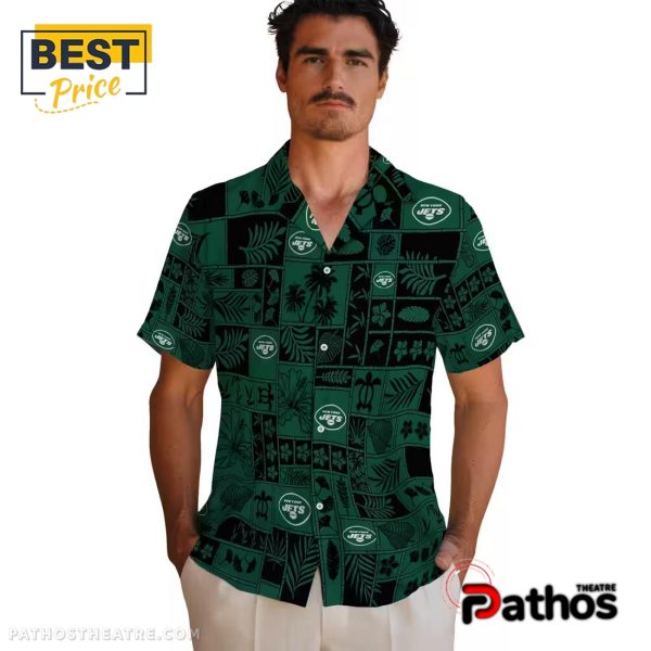 New York Jets Tropical Patchwork Hawaiian Shirt