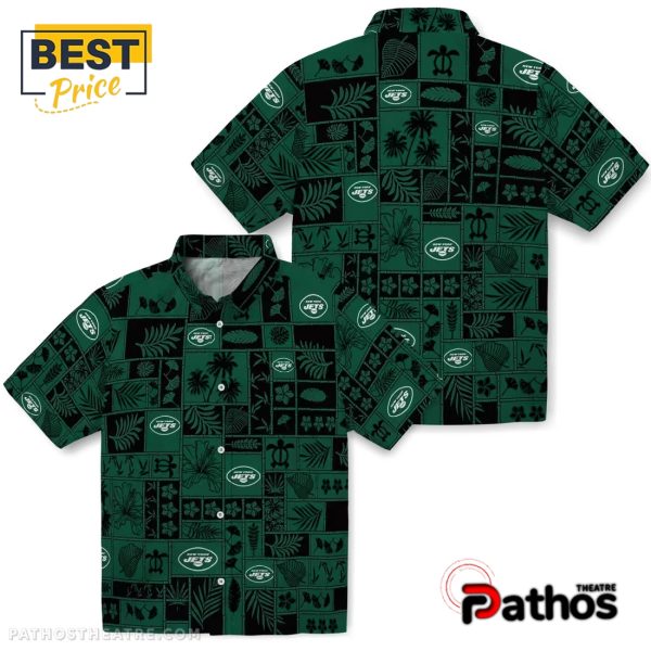 New York Jets Tropical Patchwork Hawaiian Shirt