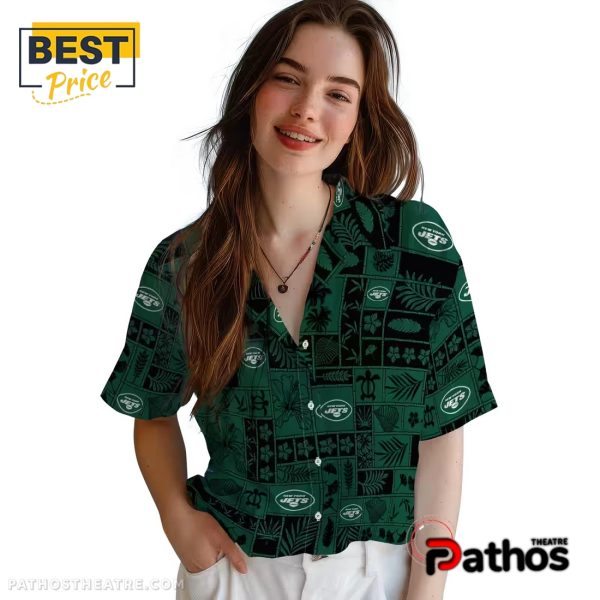 New York Jets Tropical Patchwork Hawaiian Shirt