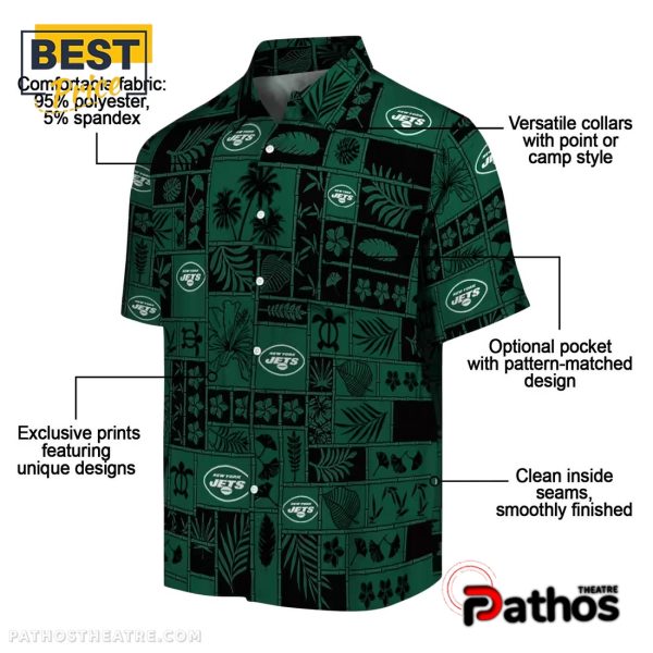 New York Jets Tropical Patchwork Hawaiian Shirt