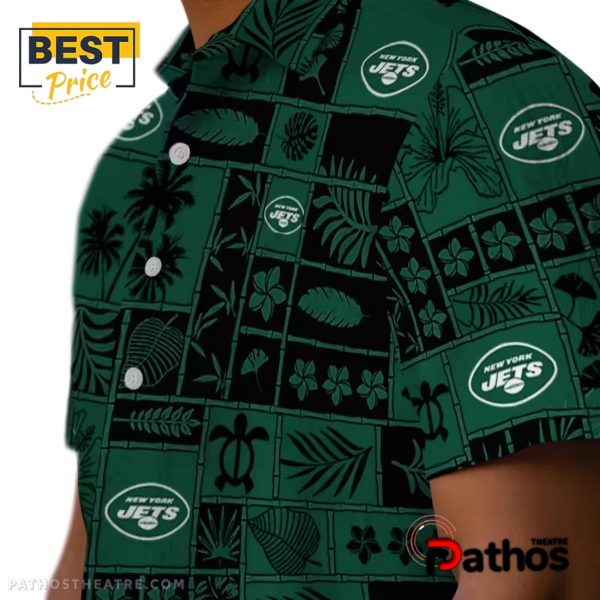 New York Jets Tropical Patchwork Hawaiian Shirt