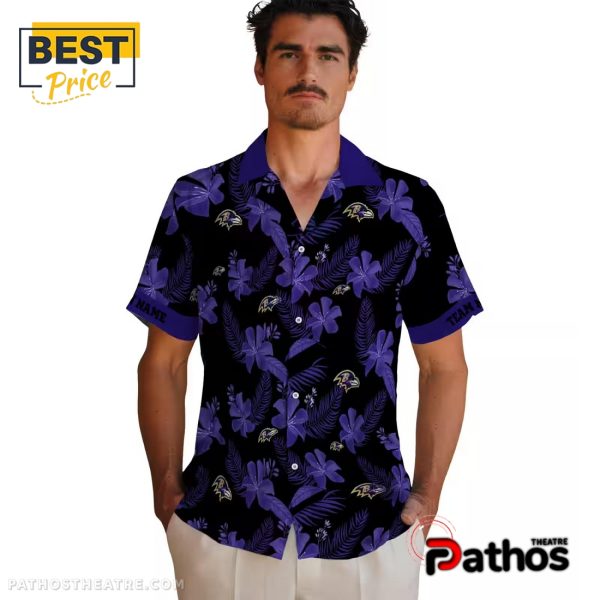 Personalized Baltimore Ravens Botanical Hawaiian Shirt