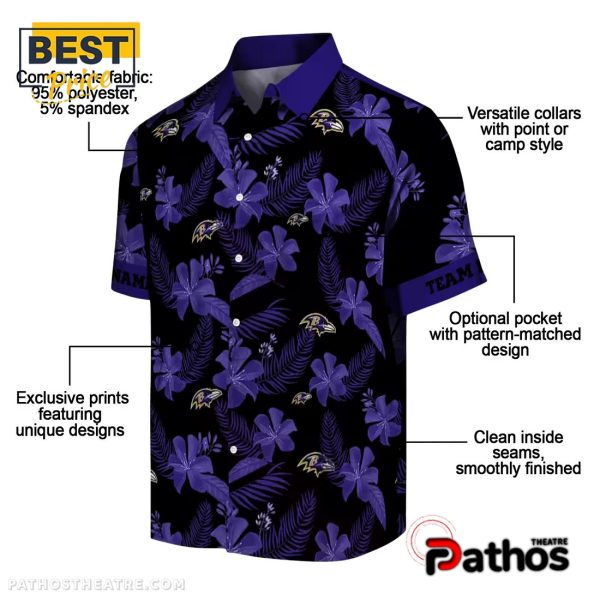 Personalized Baltimore Ravens Botanical Hawaiian Shirt