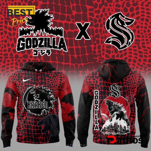 2025 Seattle Kraken x Godzilla Hoodie, Cap
