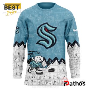 custom seattle kraken nhl anniversary of peanuts hockey jersey 2 8SX00