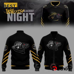 Toledo Walleye Bone Fish Blackout Night Baseball Jacket