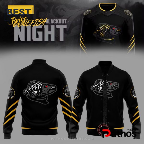 Toledo Walleye Bone Fish Blackout Night Baseball Jacket