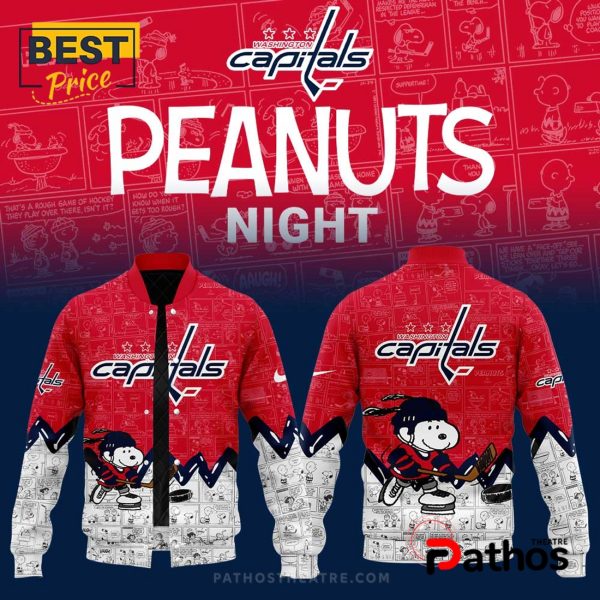 Washington Capitals 75th Anniversary Peanuts Red Baseball Jacket