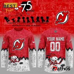 Custom New Jersey Devils 2025 Peanuts Night Hockey Jersey