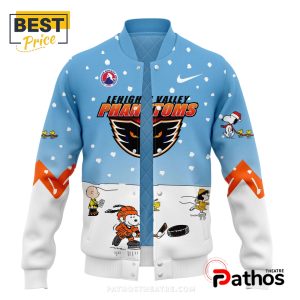 lehigh valley phantoms peanuts snoopy blue baseball jacket 2 Yjl57