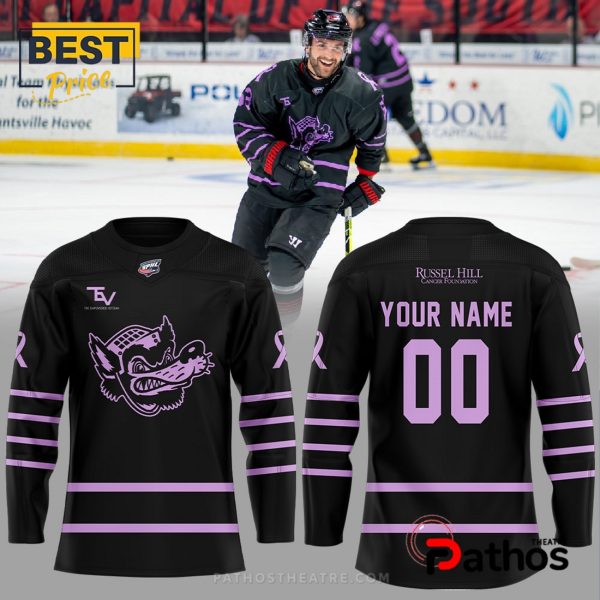 Huntsville Havoc Russel Hill Cancer Foundation Hockey Jersey