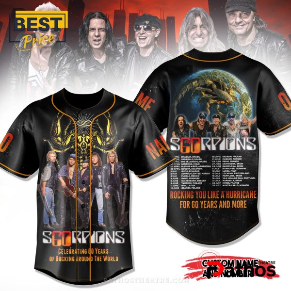 Scorpions 80 Years Of Rocking Around The World Baseball Jersey