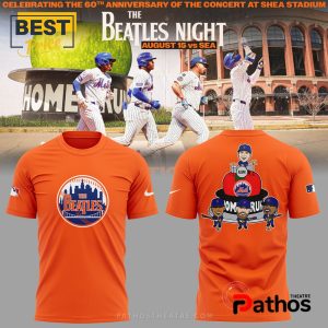New York Mets Fab Four The Beatles Orange Hoodie