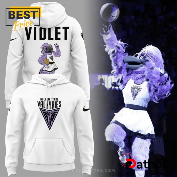 Golden State Valkyries Violet Mascot White Hoodie