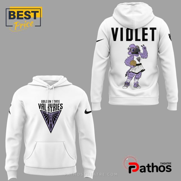 Golden State Valkyries Violet Mascot White Hoodie