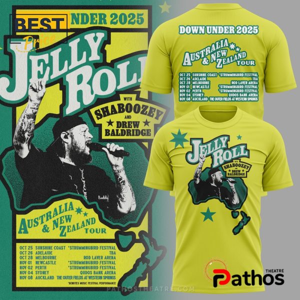 Jelly Roll Down Under 2025 Tour Yellow Shirt